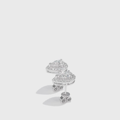 水滴形光環培育鑽石耳環