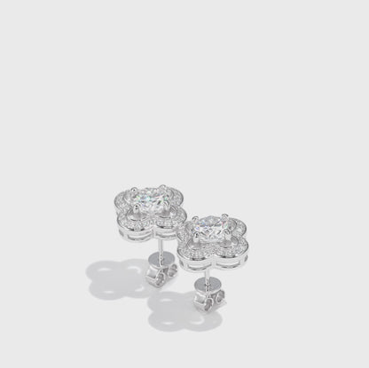 四叶草培育钻石耳环