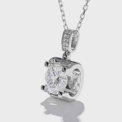 Horn claw-set double-row Lab Grown diamond necklace